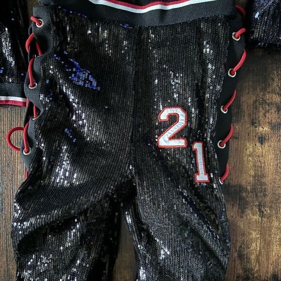 Shane Justin 2 Pieces Sequins Lace Up  Bodycon Top/Pants  Tracksuit Outfits Set - Picture 5 of 11